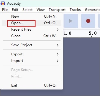 Apri il file audio su Audacity