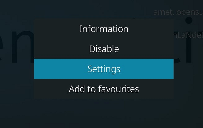 choose settings in kodi