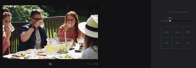 regolare la velocità di video online con Clideo