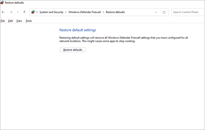 確認恢復預設值