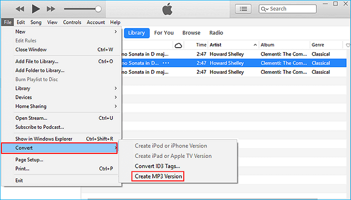 Convierte MP4 a MP3 en Windows con iTunes.
