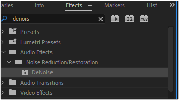 effet de réduction du bruit dans premiere pro