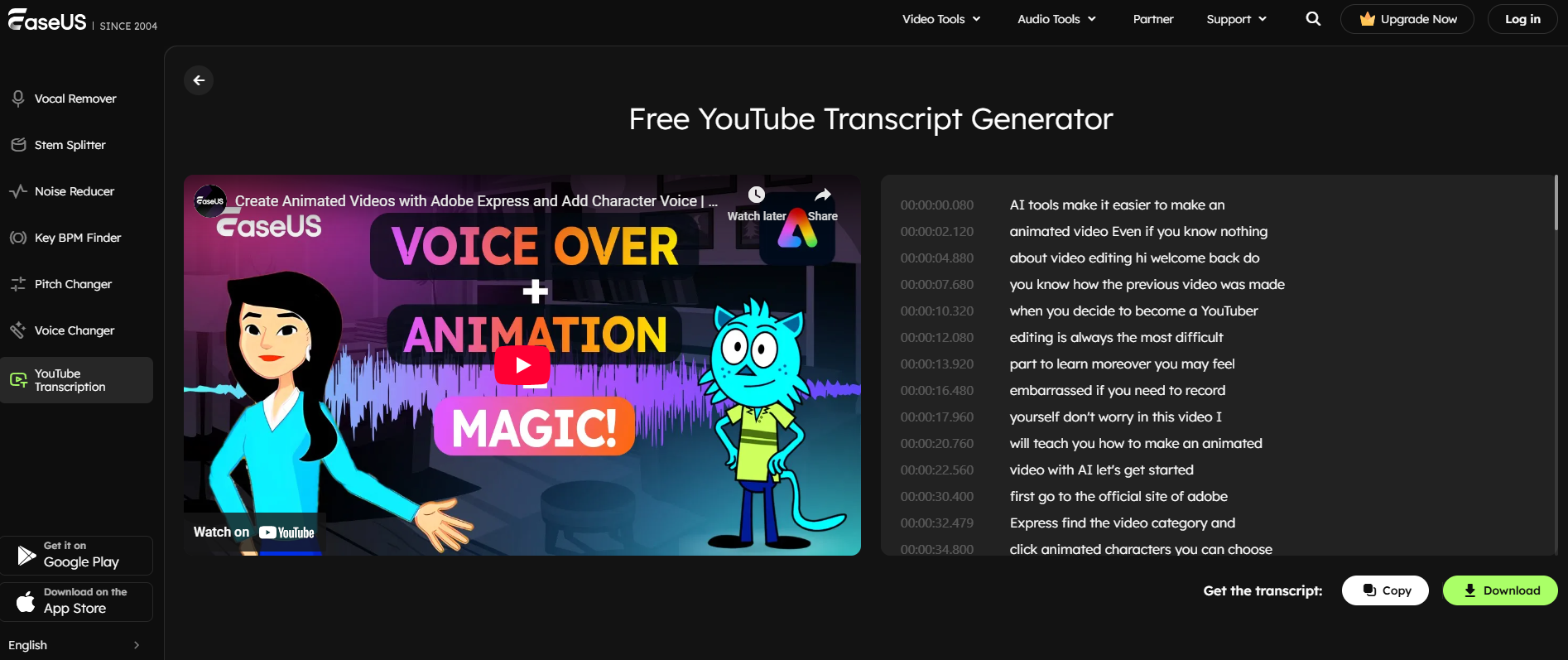easeus herramienta de transcripción de vídeo copia