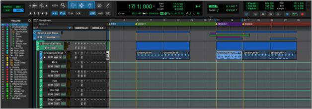 panel de edición en pro tools