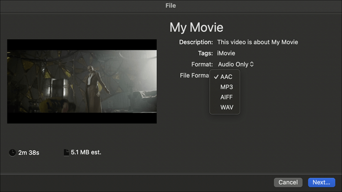 從視頻-imovie-mac-5.png 匯出音頻