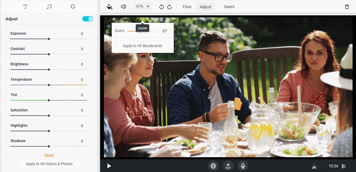 flexclip add zoom in/out on video