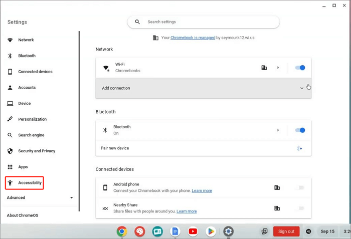 go to chromebook accessibility