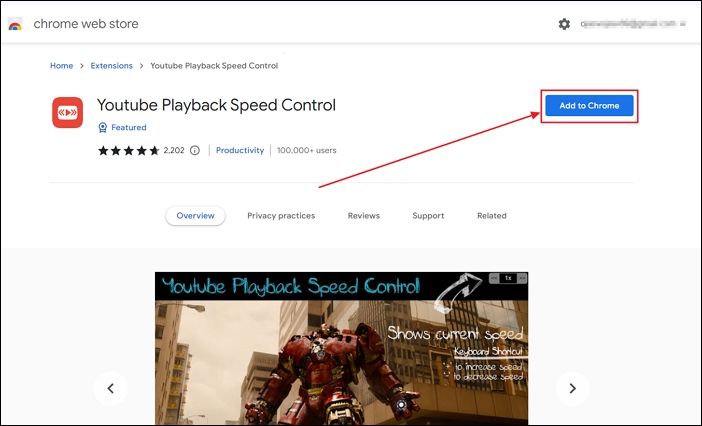 安裝 YouTube 播放速度控制瀏覽器擴展