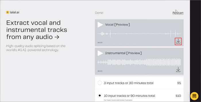 lalal descargar archivo