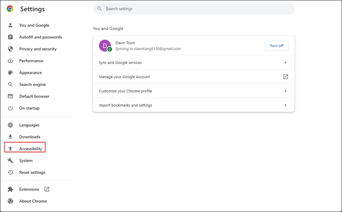 Gerenciar recursos de acessibilidade