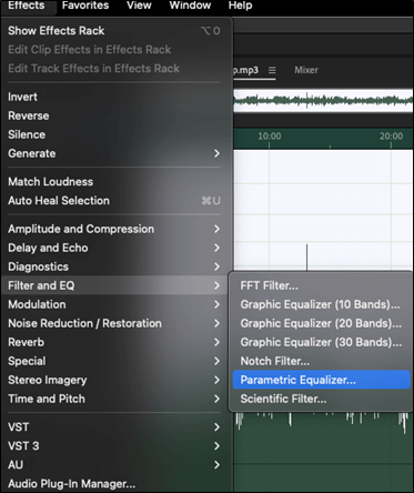 parametrischer equalizer in adobe audition