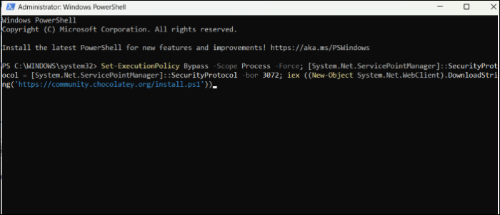 Paste the command in PowerShell and press Enter