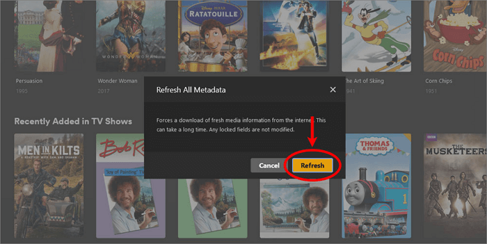 clique plex atualizar todos os metadados