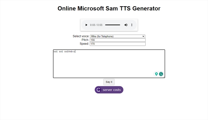 TETYYS Online Microsoft Sam TTS Generator