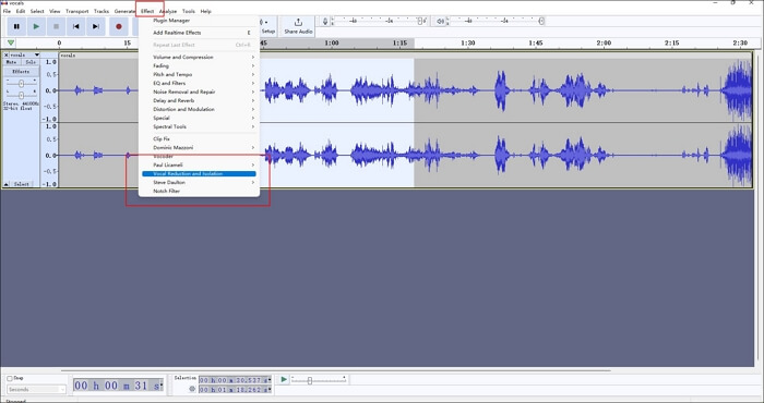 Effekt-Menü auswählen