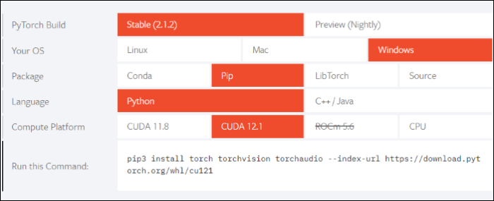 Customize the PyTorch version