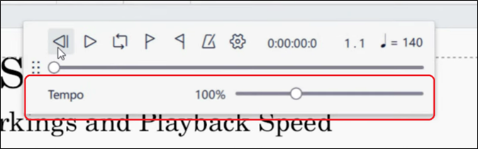 檢查“Tempo”選項旁邊的滑桿