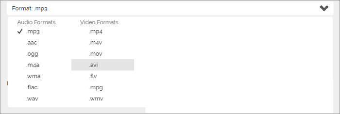 Converti video mp3 seleziona il formato di output avi