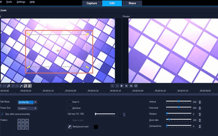 VideoStudio adjust zoom-in size