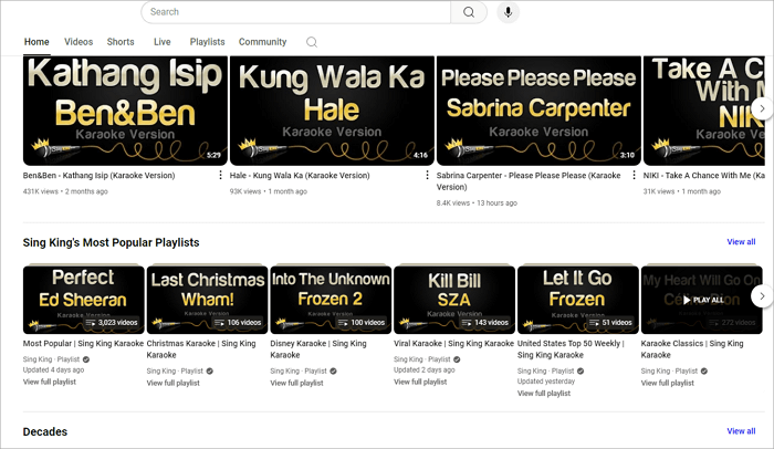 YouTube 卡拉 OK 歌曲