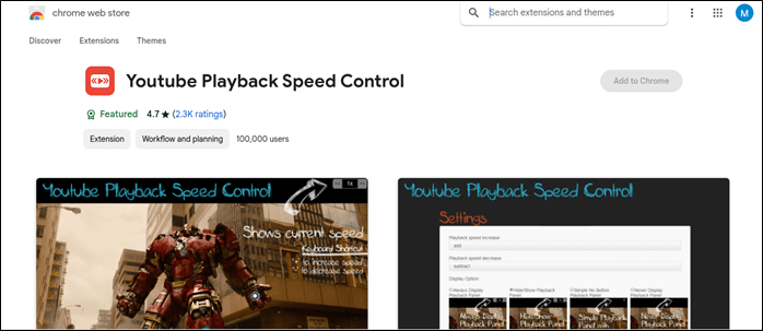Contrôle de la vitesse de lecture YouTube