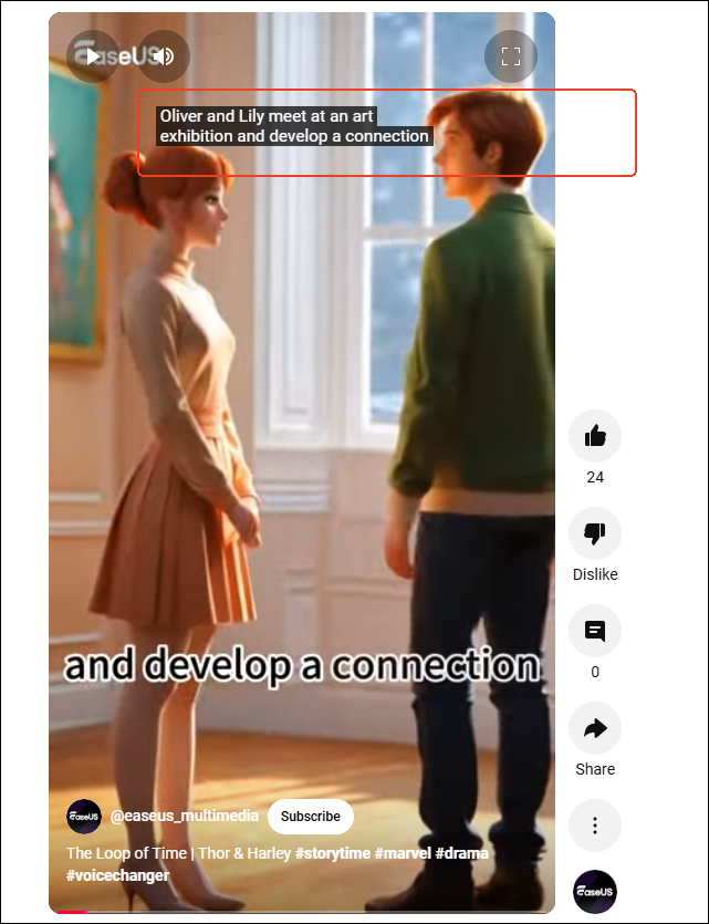 visualización de subtítulos de cortos de youtube