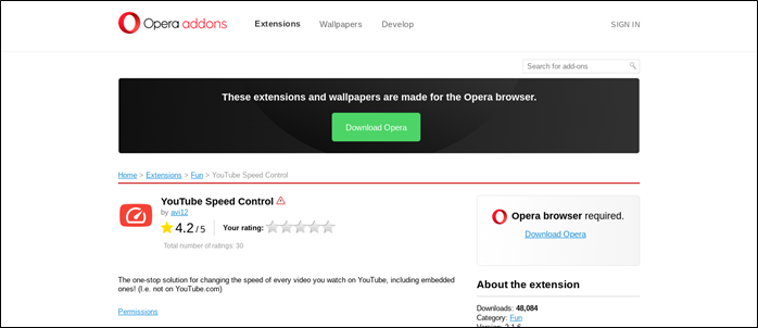 Contrôle de vitesse de YouTube Opera.png