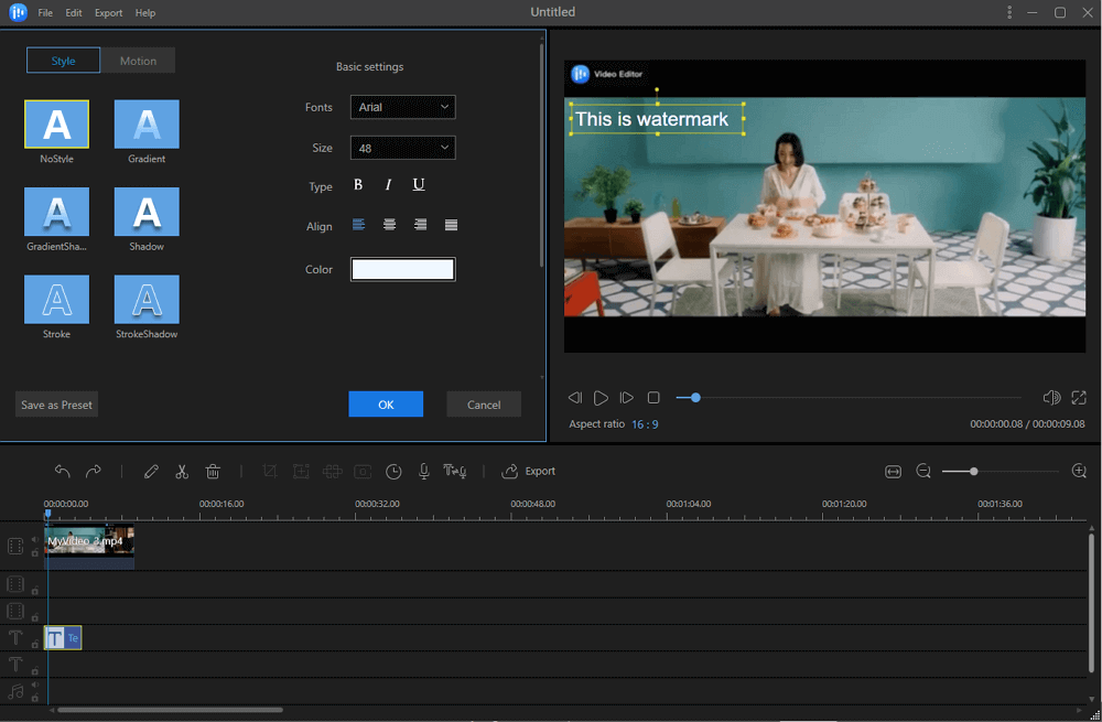 añadir marca de agua de texto al vídeo