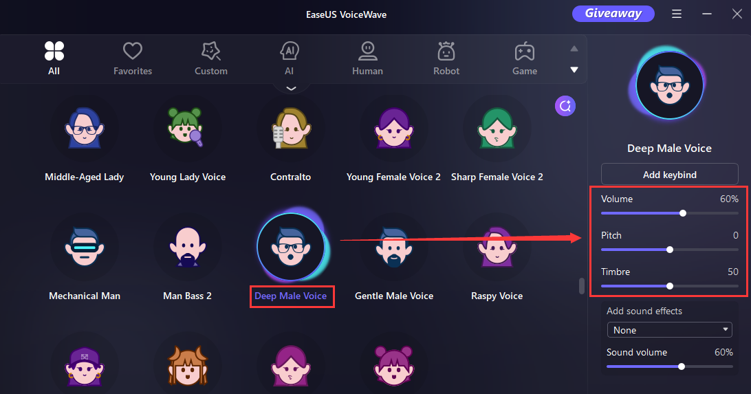 voz profunda do easeus voicewave