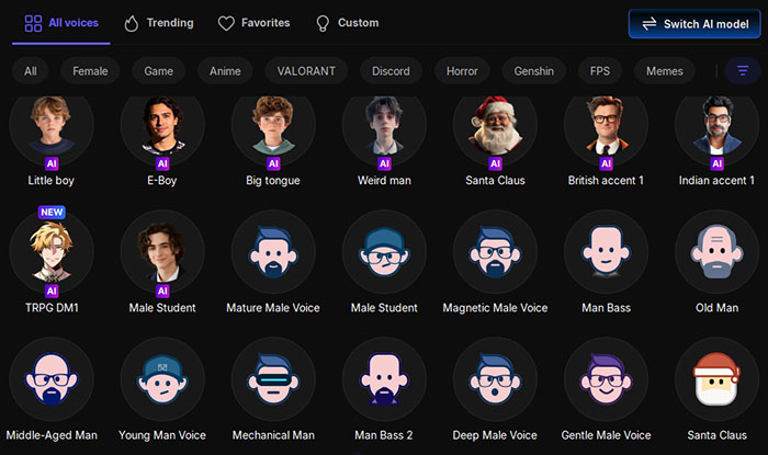 popular ai male voices in easeus voicewave