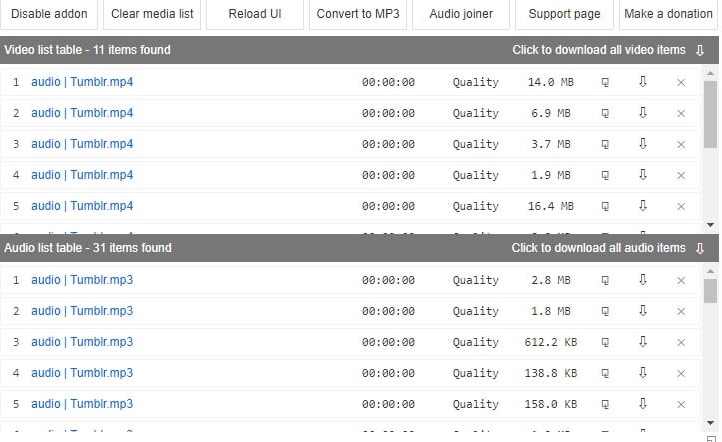 scarica audio da tumblr tramite plugin