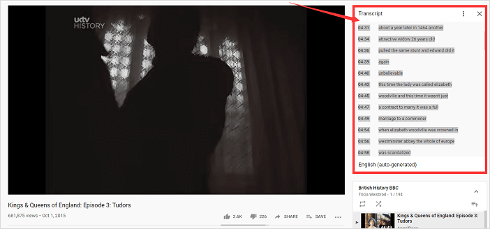 Procurarsi la trascrizione da YouTube
