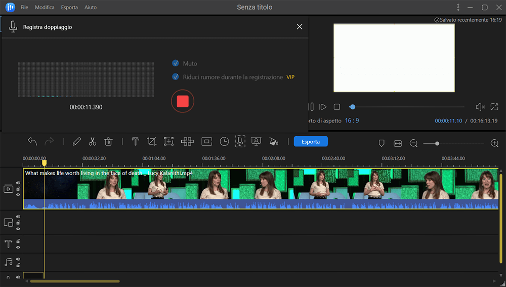 Terminare la registrazione della voce fuori campo
