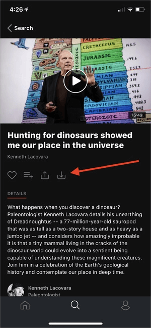 iOSアプリでTED Talksをダウンロードする